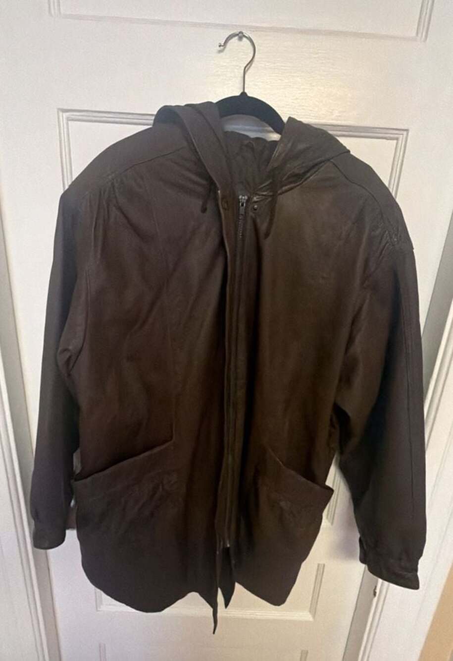 G4000 Genuine Leather Hooded Jacket Brown